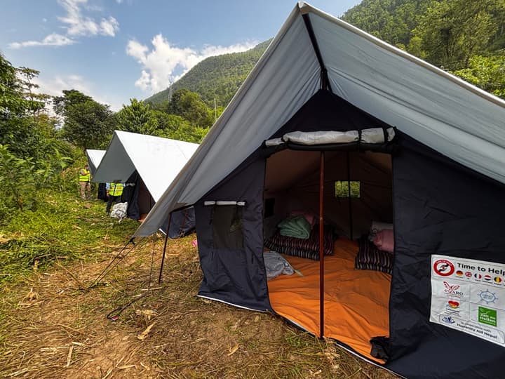 A finished tent, ready for a family