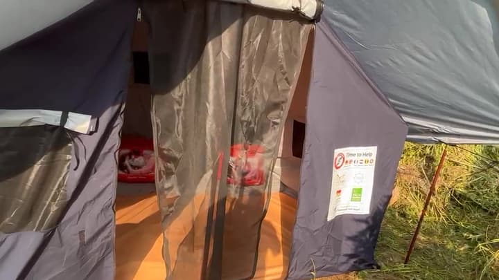 Inside a finished tent